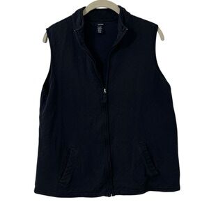 Navy Blue Basic Editions Vest Jacket Coat Cotton Design Women’s Size Medium Fit!